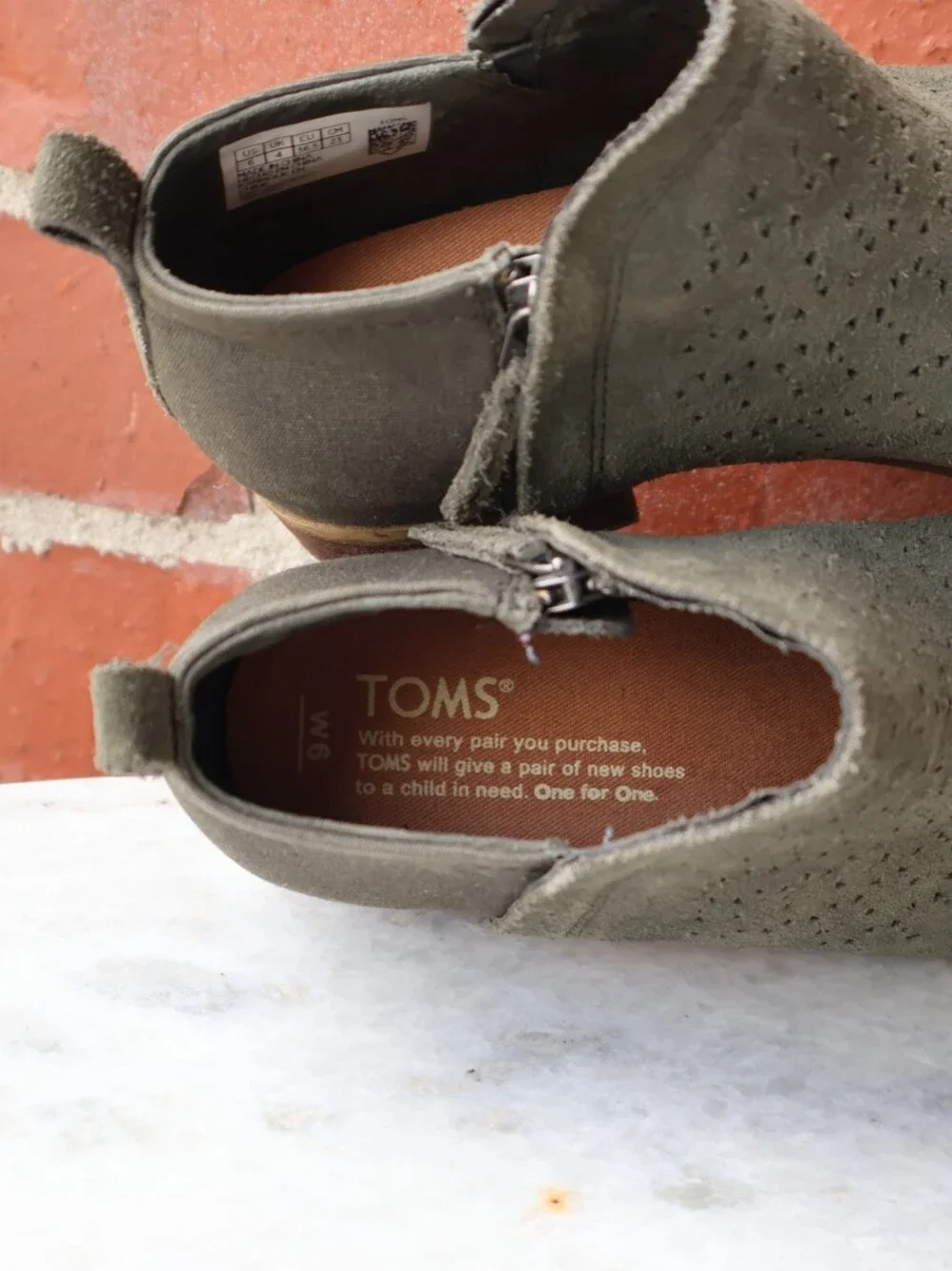 Toms Deia Forest Suede Perforated Ankle Booties.